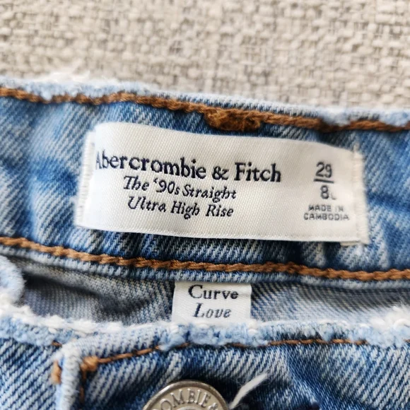 Abercrombie Fitch The 90s Straight Jean Ultra High Rise Size 8L/29 Medium Wash - Picture 4 of 6